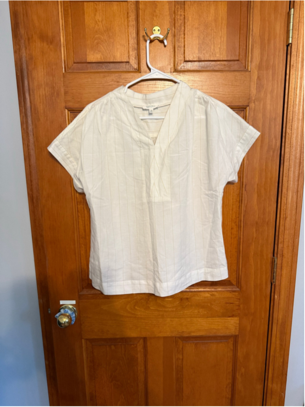Women's Haven Well Within Blouse Size M White Beige Striped Top